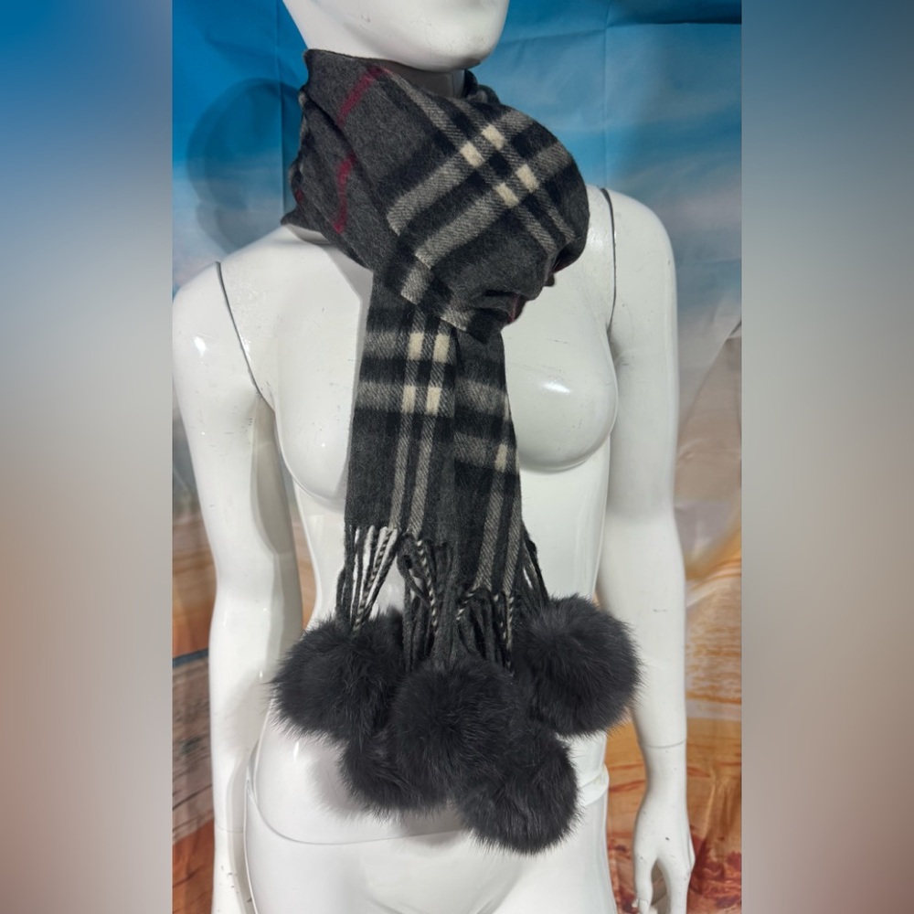 Cashmere wool blend fur accent scarf